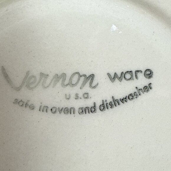 1 Vintage Metlox Vernon Ware Organdie Brown Yellow Plaid Saucer Plate 6.2' - Picture 5 of 5